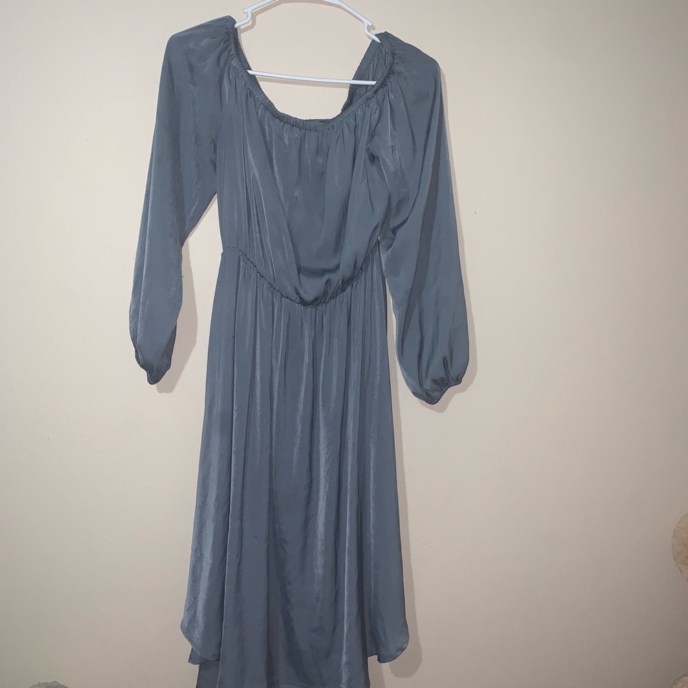 Forever 21 high low off the shoulder grey dress